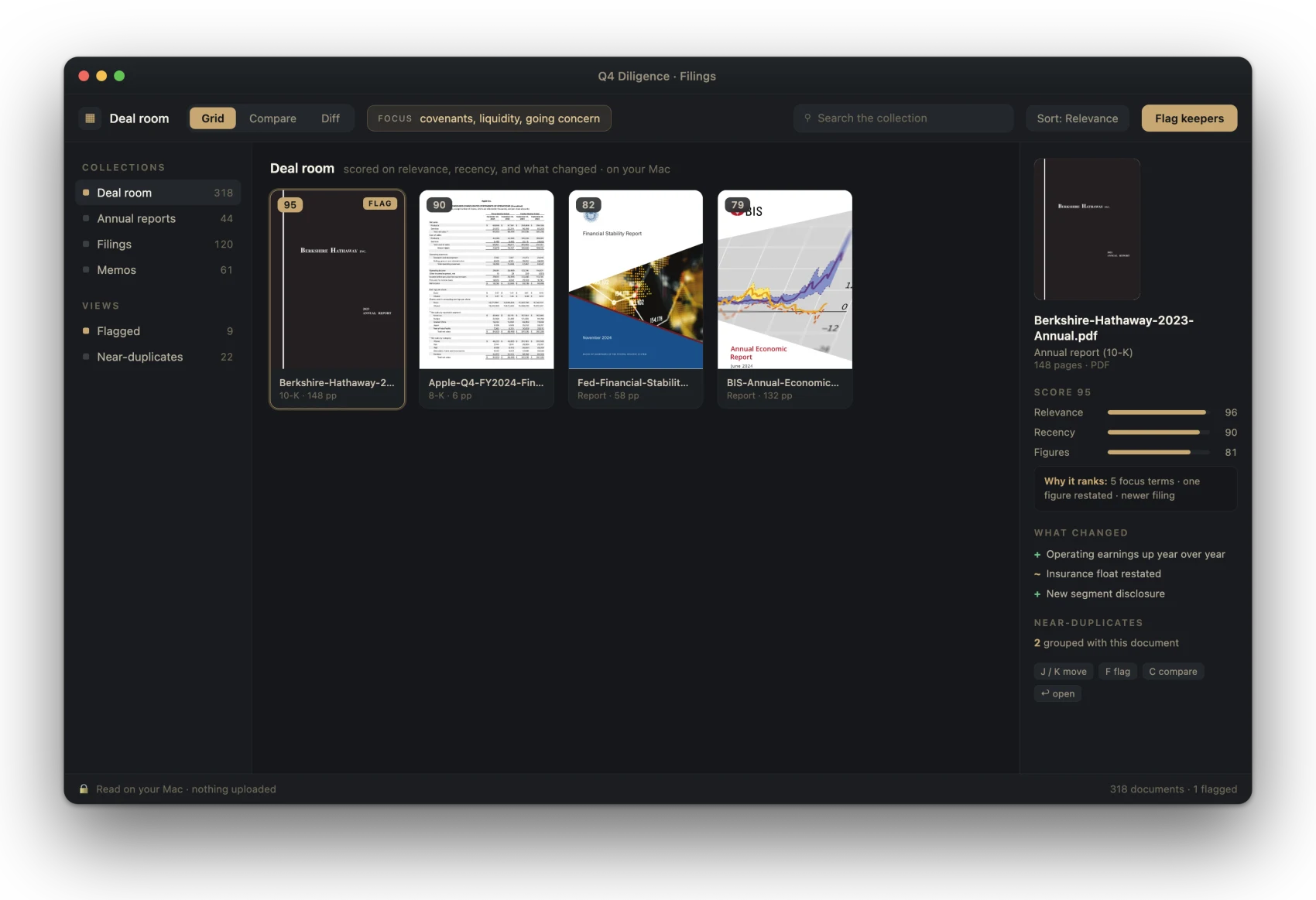 PageHawk showing a business collection, scored and flagged.